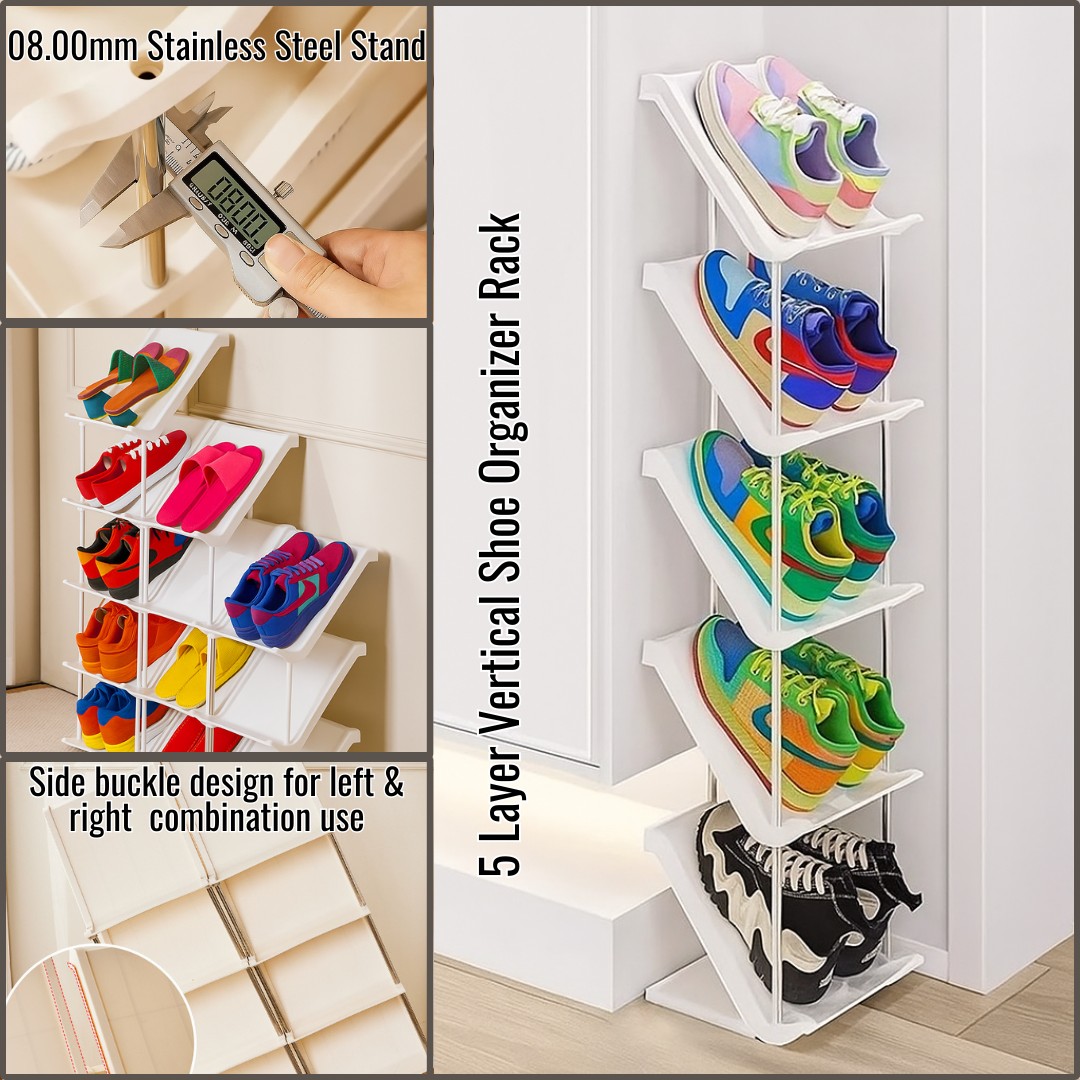 5 Layer Vertical Shoe Rack Space Saving Cabinet With Strong Load