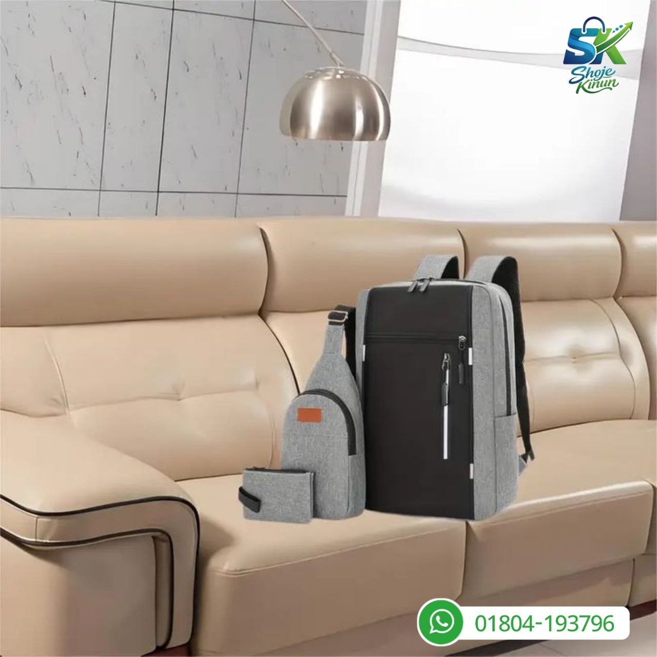 Ash colour 3 Pcs Bag Combo